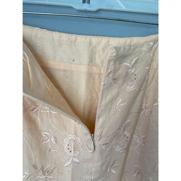 Finity women’s vintage embroidered floral lined 100% linen skirt - Picture 4 of 4